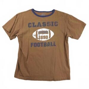 Vtg Single Stitch Football Tee XL Brown Blue Them No Limit
